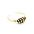 Bracciale rigido placcato oro con pietra naturale occhio di tigre grezza - Occhio di tigre