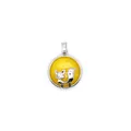 Elegant silver-toned fox pendant featuring a vibrant yellow round gemstone inlay - Yellow Jade (aljylp1244)
