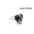 Heart-shaped lava stone ring with silver-plated band for women, elegant fashion jewelry. - Lava Stone
