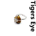 Elegant silver-toned heart ring featuring a natural brown tiger eye stone centerpiece - Tiger's Eye