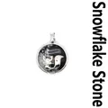 Individual snowflake obsidian stone fox pendant necklace in a polished silver finish - Snowflake Stone (aljylp1244)