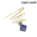 Elegant lapis lazuli stone perfume bottle pendant necklace with gold stainless steel chain - Lapis Lazuli