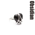 Elegant heart-shaped black obsidian ring with silver-plated wire wrap design for women - Obsidian