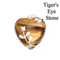 Elegante ciondolo a forma di cuore in occhio di tigre con design a rosa d'argento - Occhio di tigre