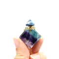 Handheld natural colorful fluorite diamond-shaped aromatherapy perfume bottle pendant necklace - Colorful Fluorite