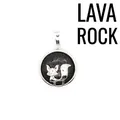 Individual silver-colored fox pendant featuring black volcanic lava stone for necklace - Volcanic Stone (aljylp1244)