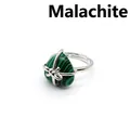 Heart shaped malachite stone ring with silver bow detail and adjustable band design - Malachite