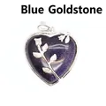 Pendentif élégant en cristal de pierre de sable bleu en forme de cœur avec rose. - Pierre de Sable Bleue