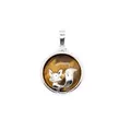 Elegant fox pendant variant in silver finish with natural polished tiger eye stone inlay - Tiger Eye Stone (aljylp1244)
