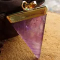 Colgante de amatista en forma de triángulo con fianza dorada para joyería - Amatista