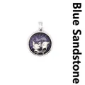 Mysterious blue sandstone pendant necklace with an adorable silver fox design detail - Blue Sandstone (aljylp1244)