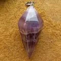 Natural hexagonal amethyst pendulum pendant with double-pointed crystal for dowsing - Amethyst