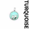 Polished turquoise stone fox pendant necklace with silver-tone finish for a trendy look - Turquoise (aljylp1244)