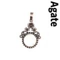 Colgante floral de bronce vintage con piedra natural de ágata loca blanca facetada - Ágata (Facetado)