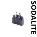 Handtaschen-Anhänger aus Sodalith-Naturstein mit silberfarbenem Griff für DIY-Halsketten - Blauer Sodalith