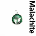 Silver tone fox pendant necklace featuring a polished green malachite stone inlay SKU variant - Malachite (aljylp1244)