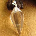 Transparent hexagonal faceted crystal pendulum pendant for spiritual necklace jewelry - Synthetic White Glass