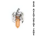 Men's dragon wrap pendant with orange hexagonal red aventurine jade crystal stone - Pendant Only / Red Aventurine (Dragon Style)