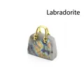Handtaschen-Anhänger aus natürlichem Labradorit-Stein mit goldenem Griff für Damen - Labradorit (Goldverschluss)
