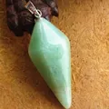 Green aventurine hexagonal cone pendulum pendant with metal bail for jewelry making - Aventurine Jade