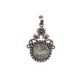 Ciondolo a fiore in bronzo antico con una pietra di labradorite naturale sfaccettata - Labradorite (Sfaccettato)