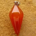 Red teardrop-shaped conical gemstone pendulum pendant for jewelry making and healing. - Red Agate
