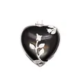 Pendentif cœur en obsidienne noire avec détail de rose argentée - Obsidienne