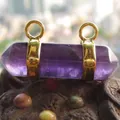 Connecteur pilier hexagonal en améthyste avec doubles boucles dorées pour bijoux - Améthyste