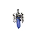 Antique silver dragon wrapped lapis lazuli hexagonal column crystal pendant necklace for men - Pendant Only / Lapis Lazuli (Dragon Style)