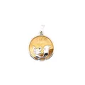 Round fox pendant necklace featuring a natural map stone inlay design - Picture Stone (aljylp1244)