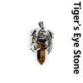 Vintage silver dragon pendant wrapping around a natural tiger's eye hexagonal crystal - Pendant Only / Tiger's Eye (Dragon Style)