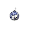 Elegant silver-tone fox pendant necklace featuring a round blue point stone cabochon - Blue Point Stone (aljylp1244)