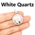 Personalized clear quartz fox pendant necklace with silver metal frame jewelry accessory - Clear Quartz (aljylp1244)