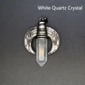 Men's hexagonal clear quartz crystal point pendant with silver crescent moon holder - Pendant Only (Horn Style) / White Crystal