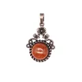 Ciondolo a fiore in bronzo antico con una pietra di sole arancione scintillante - Avventurina Dorata (Cabochon)