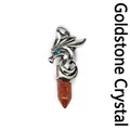 Vintage antique silver dragon pendant necklace with goldstone hexagonal crystal point - Pendant Only (Horse Style) / Gold Sandstone