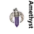 Vintage silver amethyst hexagonal pillar pendant with crescent wing design - Pendant Only (Horn Style) / Amethyst