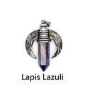 Lapis lazuli hexagonal column pendant with silver dragon wing design - Pendant Only (Horn Style) / Lapis Lazuli