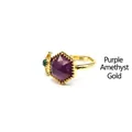 Elegant hexagram star crystal ring with purple stone in gold finish - Amethyst Style / Amethyst (Gold)