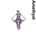 Amethyst crystal pendant with a unique silver crossbow frame - Amethyst