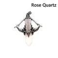 Antique silver Cupid's bow and arrow pendant with natural rose quartz crystal point - Rose Quartz
