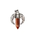Vintage silver dragon wing pendant featuring a brown goldstone hexagonal pillar crystal - Pendant Only / Goldstone (Horn Style)