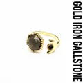 Elegant gold-plated open ring featuring a hexagonal hematite stone and crescent moon - Hematite Style / Hematite (Gold)