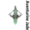 Antique silver Cupid's bow and arrow crystal pendant with natural green aventurine stone - Aventurine Jade
