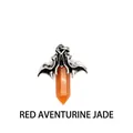 Gothic style dragon wing pendant with red aventurine hexagonal crystal point charm - Pendant Only / Red Aventurine (Bat Style)