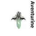 Men's gothic bat wing pendant with green aventurine jade hexagonal crystal pillar - Pendant Only / Aventurine (Bat Style)