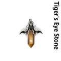Gothic retro bat wing pendant with hexagonal natural tiger's eye gemstone prism - Pendant Only / Tiger's Eye (Bat Style)