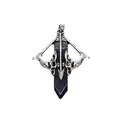 Gothic style Cupid's bow and arrow crystal pendant featuring sparkling blue sandstone - Blue Sandstone