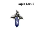 Gothic men's pendant featuring a hexagonal Lapis Lazuli pillar with silver dragon wings design - Pendant Only / Lapis Lazuli (Bat Style)