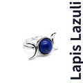 Vintage Silberring verstellbar mit Mondsichel Design und blauem Lapislazuli Stein - Vintage Mondring / Einstellbar Offen / Lapislazuli